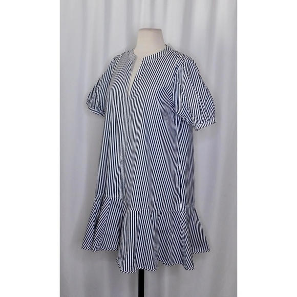 NWT!! J. CREW Delilah Dress Cotton Poplin Blue White Stripe Dark Evening Small - Picture 6 of 15